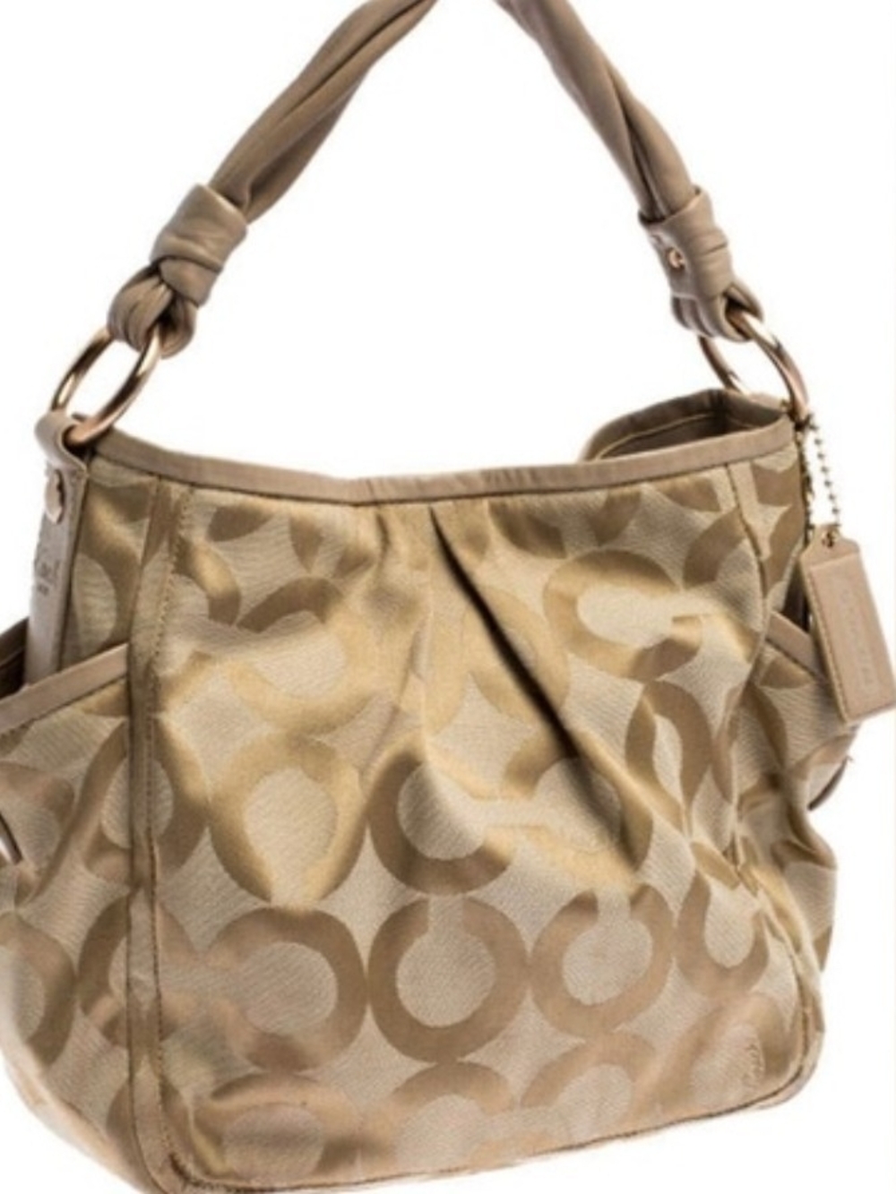 Coach Beige Signature Logo Shoulder Bag